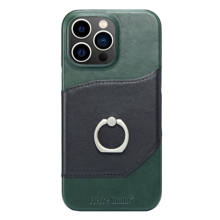 For iPhone 15 Pro Fierre Shann Oil Wax Texture Genuine Leather Back Cover Phone Case(Black) - HoMEdemic™ 