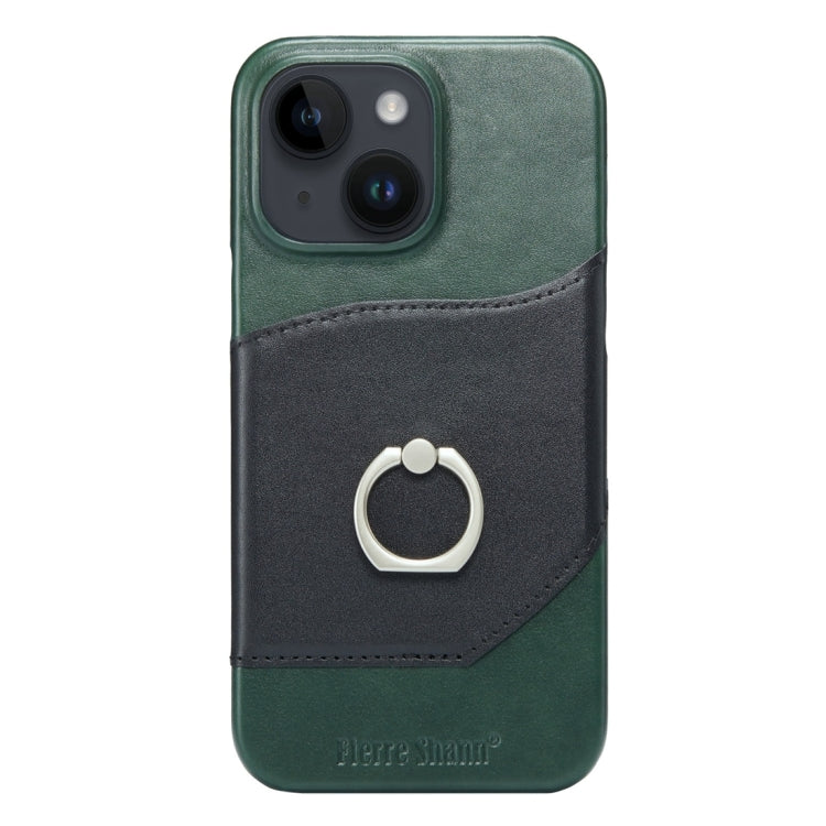 For iPhone 15 Plus Fierre Shann Oil Wax Texture Genuine Leather Back Cover Phone Case(Black) - HoMEdemic™ 