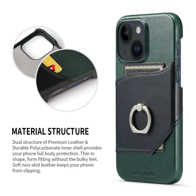 For iPhone 15 Plus Fierre Shann Oil Wax Texture Genuine Leather Back Cover Phone Case(Black) - HoMEdemic™ 