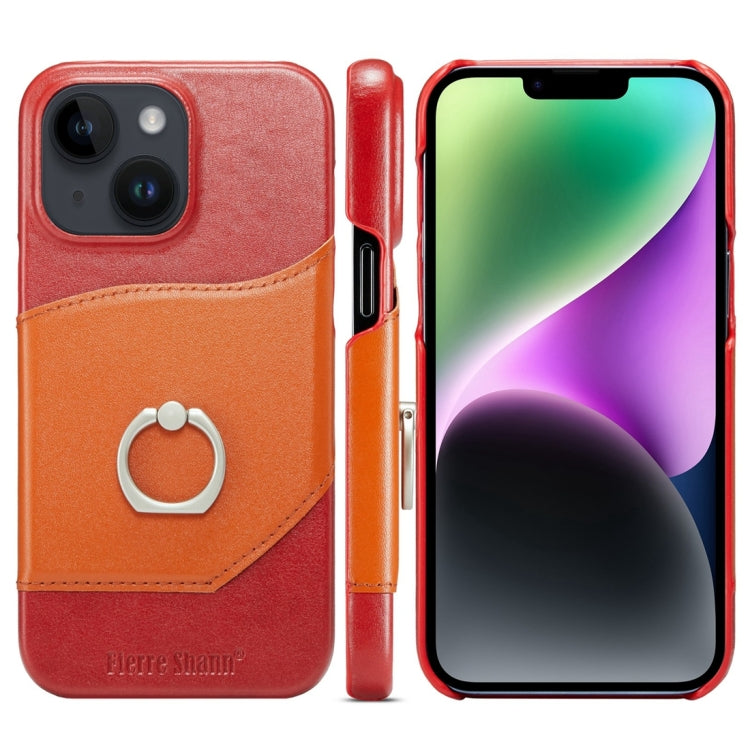 For iPhone 15 Fierre Shann Oil Wax Texture Genuine Leather Back Cover Phone Case(Red) - HoMEdemic™ 