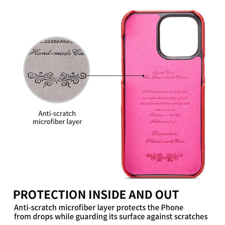 For iPhone 15 Fierre Shann Oil Wax Texture Genuine Leather Back Cover Phone Case(Red) - HoMEdemic™ 