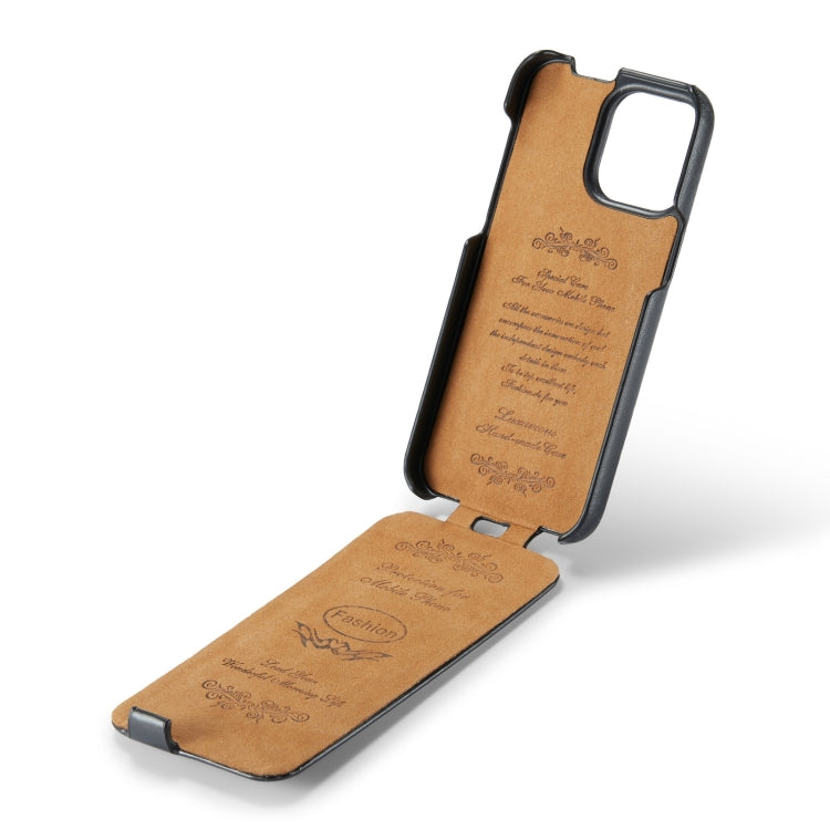 For iPhone 15 Pro Fierre Shann Oil Wax Texture Vertical Flip PU Phone Case(Black) - HoMEdemic™ 