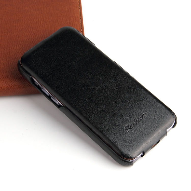 For iPhone 15 Plus Fierre Shann Oil Wax Texture Vertical Flip PU Phone Case(Black) - HoMEdemic™ 