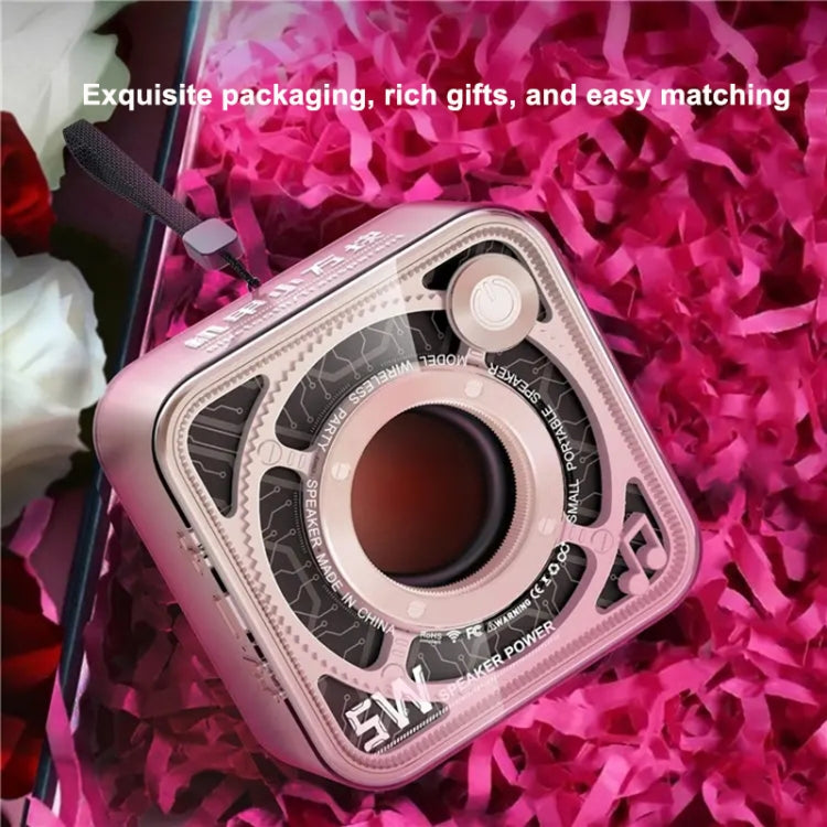 T&G DW12 Portable Mini Wireless Bluetooth Speaker Transparent Subwoofer Support TF Card(Pink) - HoMEdemic™ 