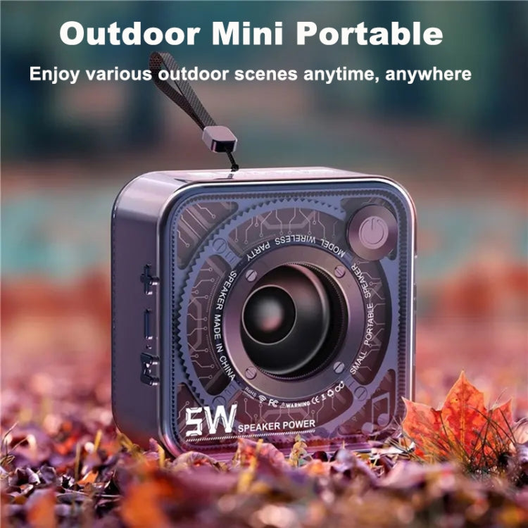 T&G DW12 Portable Mini Wireless Bluetooth Speaker Transparent Subwoofer Support TF Card(Blue) - HoMEdemic™ 