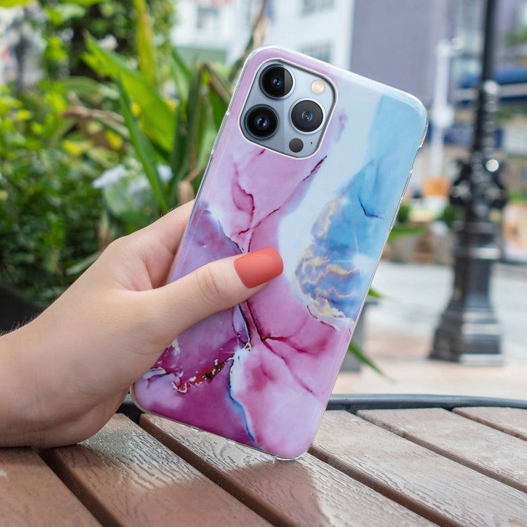IMD Marble TPU Phone Case For iPhone 15 Pro Max(Pink Blue) - HoMEdemic™ 