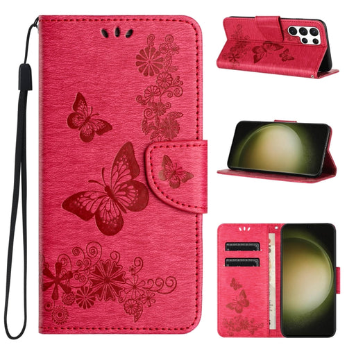 For Samsung Galaxy S24 Ultra 5G Butterfly Embossed Flip Leather Phone Case(Red) - HoMEdemic™ 