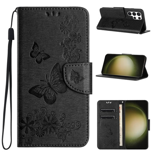 For Samsung Galaxy S24 Ultra 5G Butterfly Embossed Flip Leather Phone Case(Black) - HoMEdemic™ 