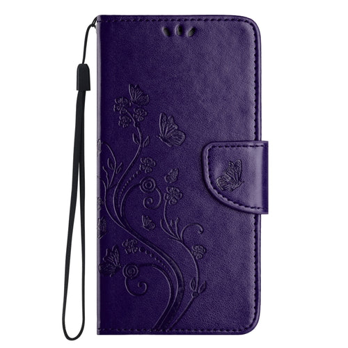 For Samsung Galaxy S24 Ultra 5G Butterfly Flower Pattern Flip Leather Phone Case(Dark Purple) - HoMEdemic™ 