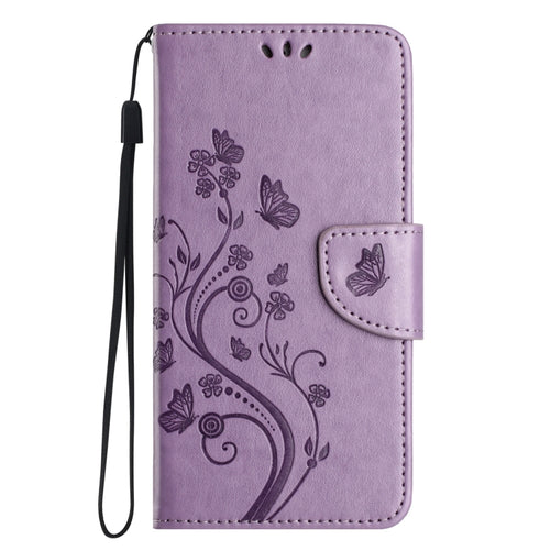 For Samsung Galaxy S24 Ultra 5G Butterfly Flower Pattern Flip Leather Phone Case(Light Purple) - HoMEdemic™ 