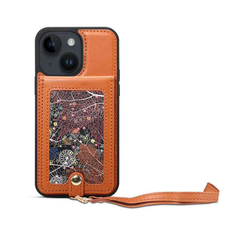 For iPhone 15 Plus ESEBLE Star Series Lanyard Holder Card Slot Phone Case(Brown) - HoMEdemic™ 