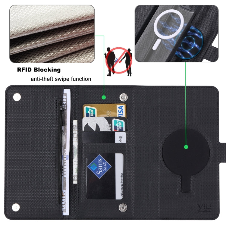 For iPhone 13 Pro Max ViLi GHB Series MagSafe Magnetic Zipper Leather Phone Case(Black) - HoMEdemic™ 