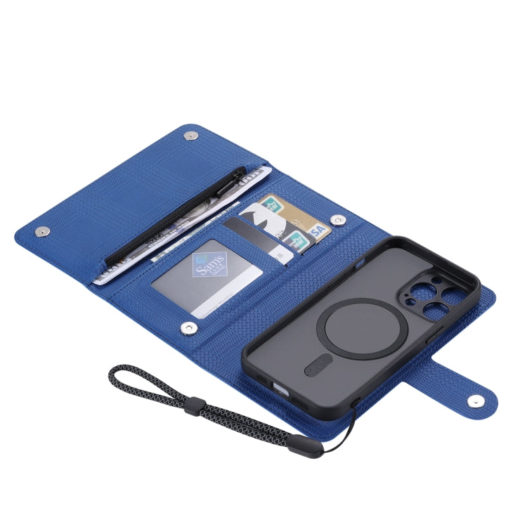 For iPhone 13 Pro Max ViLi GHB Series MagSafe Magnetic Zipper Leather Phone Case(Blue) - HoMEdemic™ 