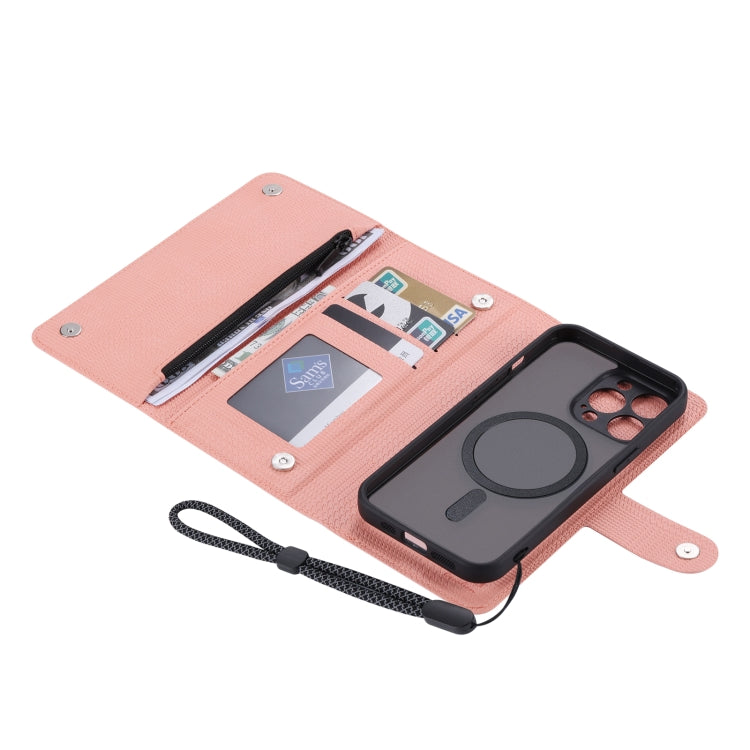 For iPhone 14 Plus ViLi GHB Series MagSafe Magnetic Zipper Leather Phone Case(Pink) - HoMEdemic™ 