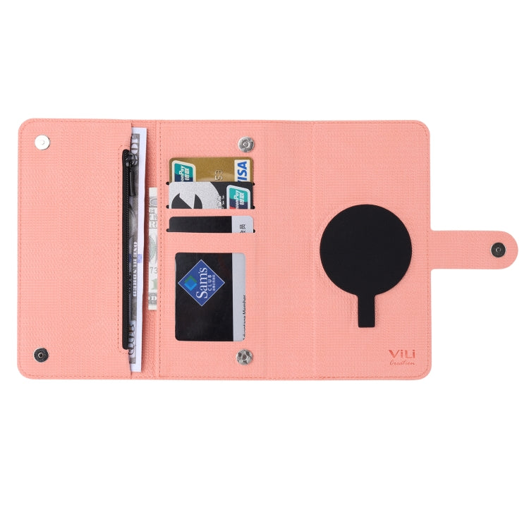 For iPhone 14 Plus ViLi GHB Series MagSafe Magnetic Zipper Leather Phone Case(Pink) - HoMEdemic™ 