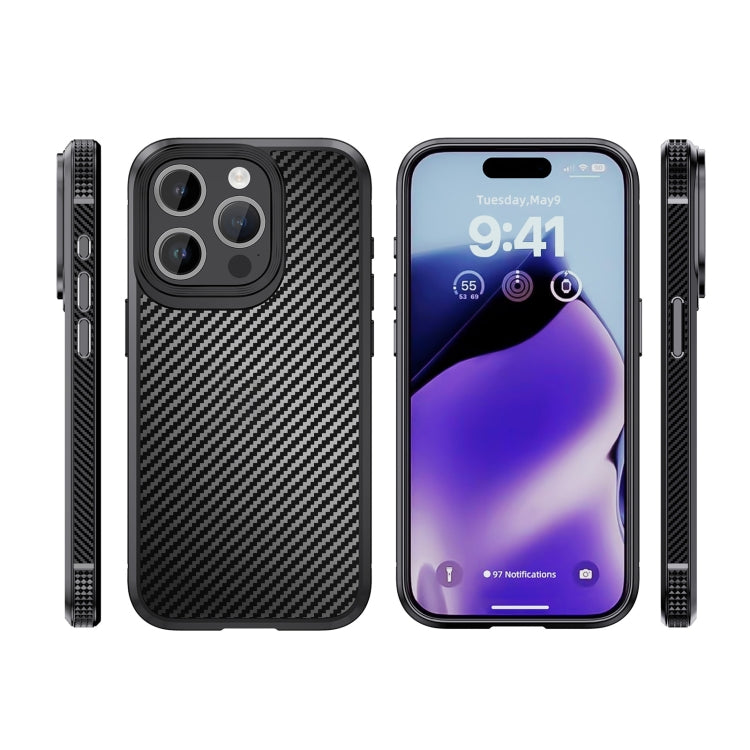 For iPhone 15 Plus iPAKY MG Series Carbon Fiber PC + TPU Protective Phone Case(Black) - HoMEdemic™ 