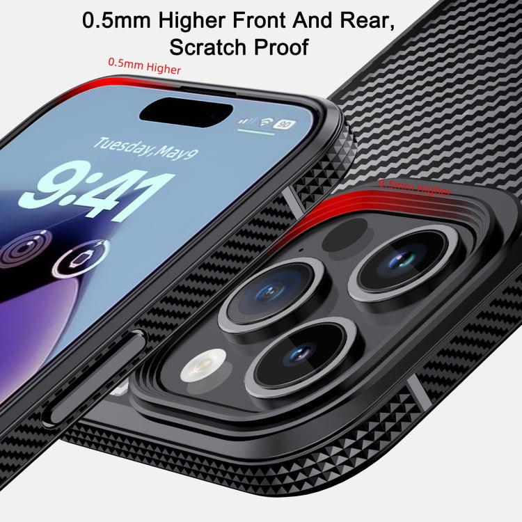 For iPhone 15 Plus iPAKY MG Series Carbon Fiber PC + TPU Protective Phone Case(Black) - HoMEdemic™ 