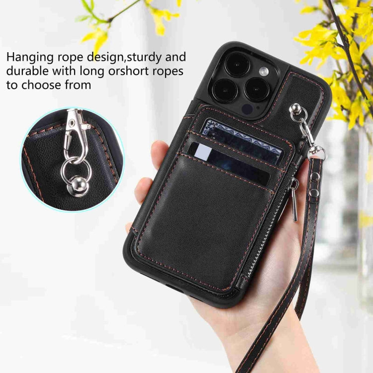 For iPhone 15 Pro Max Zipper Card Slots RFID Phone Case(Black) - HoMEdemic™ 