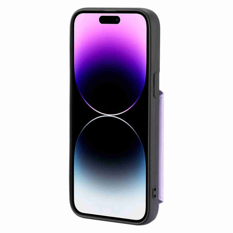 For iPhone 15 Pro Max Zipper Card Slots RFID Phone Case(Purple) - HoMEdemic™ 