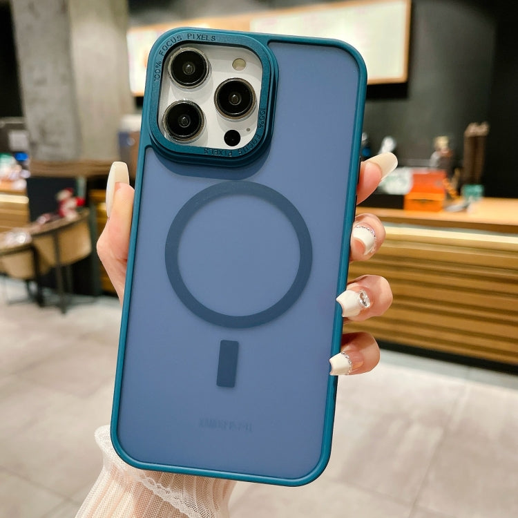 For iPhone 15 Pro Max Imitation Metal Frosted Skin Feel Acrylic MagSafe Phone Case(Royal Blue) - HoMEdemic™ 