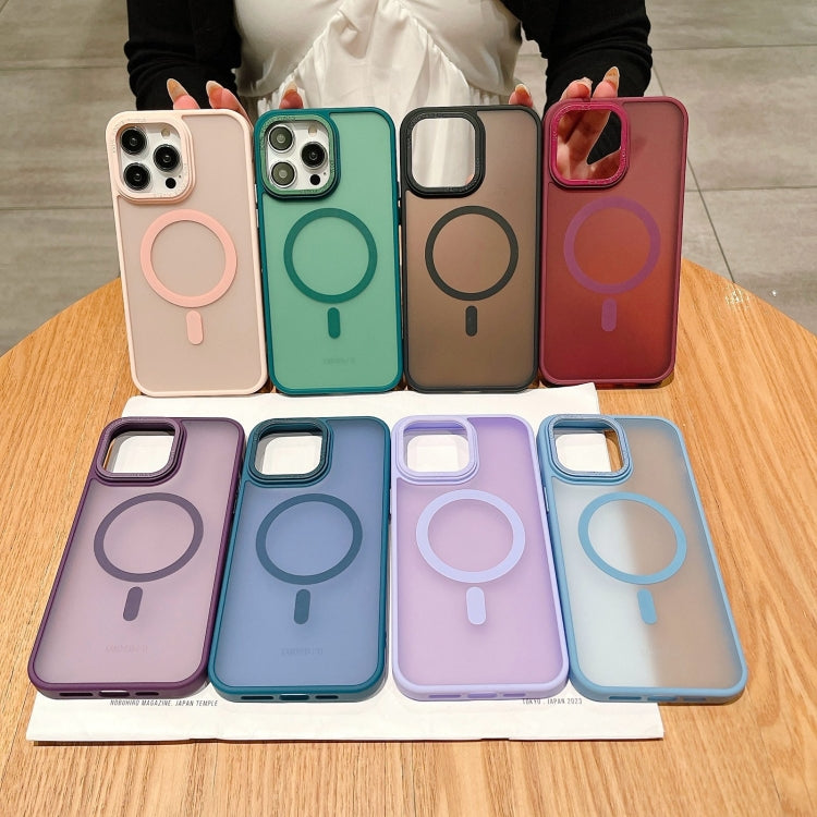 For iPhone 15 Pro Max Imitation Metal Frosted Skin Feel Acrylic MagSafe Phone Case(Pink) - HoMEdemic™ 