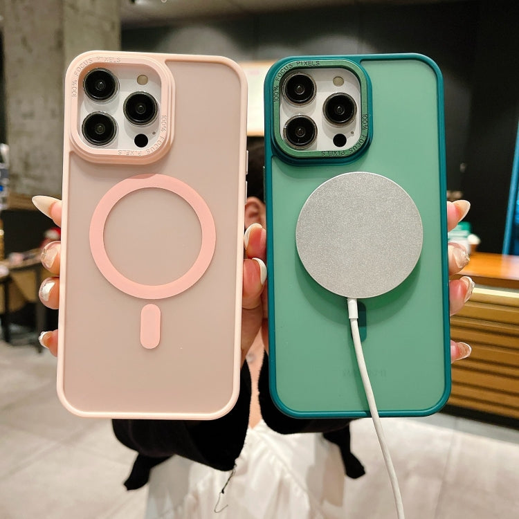 For iPhone 15 Pro Max Imitation Metal Frosted Skin Feel Acrylic MagSafe Phone Case(Pink) - HoMEdemic™ 