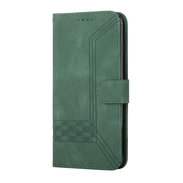 For iPhone 15 Pro Max Cubic Skin Feel Flip Leather Phone Case(Green) - HoMEdemic™ 