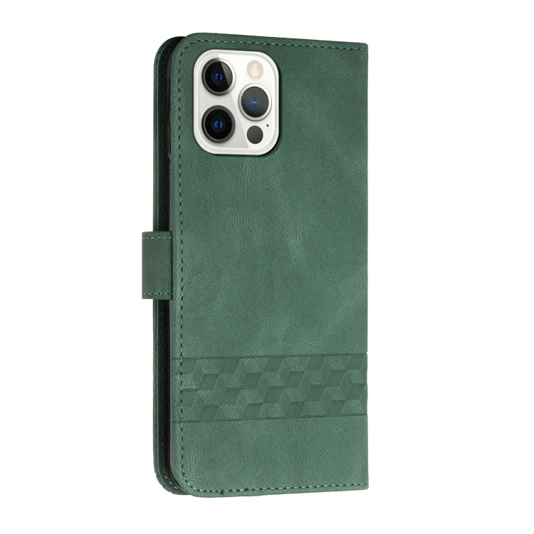 For iPhone 15 Pro Max Cubic Skin Feel Flip Leather Phone Case(Green) - HoMEdemic™ 