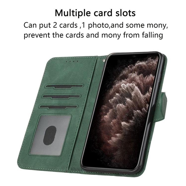 For iPhone 15 Pro Max Cubic Skin Feel Flip Leather Phone Case(Green) - HoMEdemic™ 