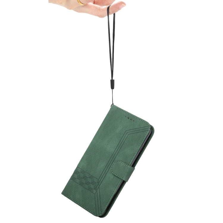 For iPhone 15 Pro Max Cubic Skin Feel Flip Leather Phone Case(Green) - HoMEdemic™ 