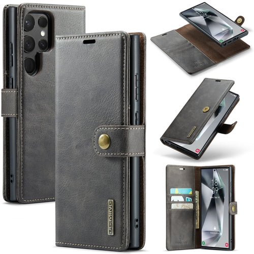 For Samsung Galaxy S24 Ultra 5G DG.MING Crazy Horse Texture Detachable Magnetic Leather Case(Grey) - HoMEdemic™ 