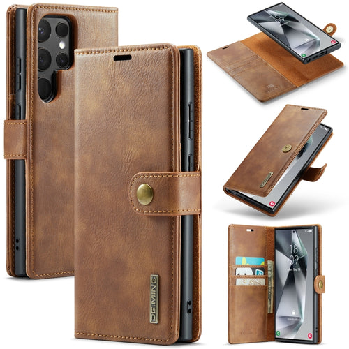 For Samsung Galaxy S24 Ultra 5G DG.MING Crazy Horse Texture Detachable Magnetic Leather Case(Brown) - HoMEdemic™ 