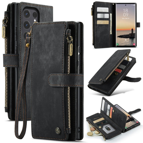 For Samsung Galaxy S24 Ultra 5G CaseMe C30 Card Slots Zipper Wallet Leather Phone Case(Black) - HoMEdemic™ 