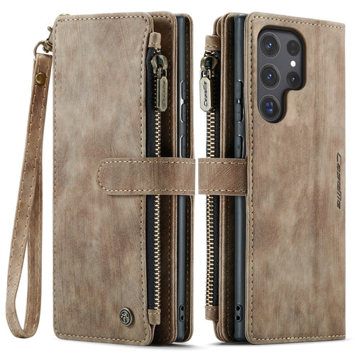 For Samsung Galaxy S24 Ultra 5G CaseMe C30 Card Slots Zipper Wallet Leather Phone Case(Brown) - HoMEdemic™ 