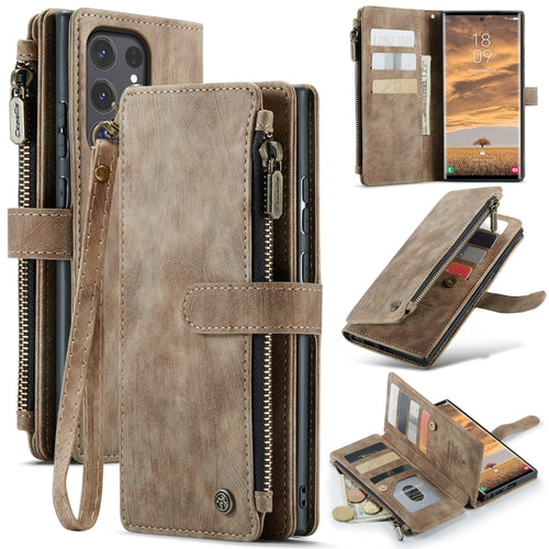 For Samsung Galaxy S24 Ultra 5G CaseMe C30 Card Slots Zipper Wallet Leather Phone Case(Brown) - HoMEdemic™ 