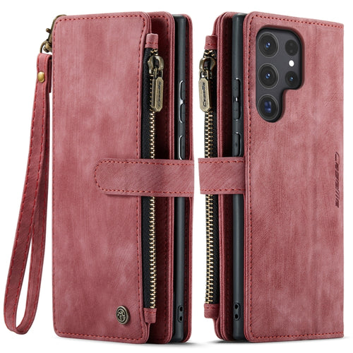 For Samsung Galaxy S24 Ultra 5G CaseMe C30 Card Slots Zipper Wallet Leather Phone Case(Red) - HoMEdemic™ 