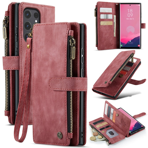 For Samsung Galaxy S24 Ultra 5G CaseMe C30 Card Slots Zipper Wallet Leather Phone Case(Red) - HoMEdemic™ 