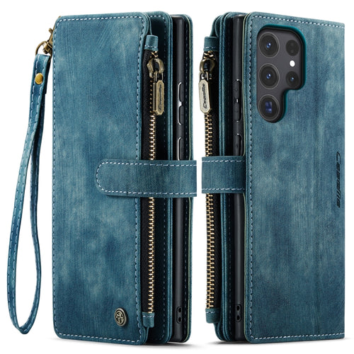 For Samsung Galaxy S24 Ultra 5G CaseMe C30 Card Slots Zipper Wallet Leather Phone Case(Blue) - HoMEdemic™ 