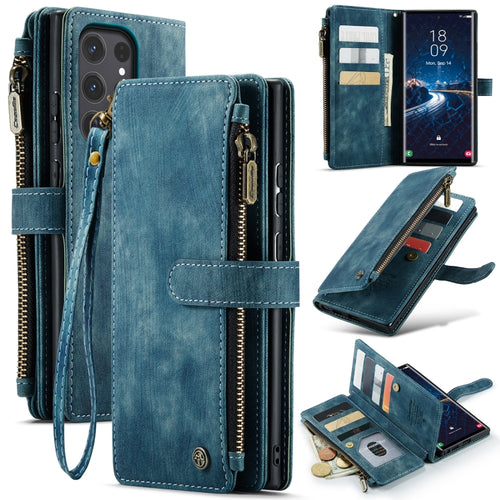 For Samsung Galaxy S24 Ultra 5G CaseMe C30 Card Slots Zipper Wallet Leather Phone Case(Blue) - HoMEdemic™ 