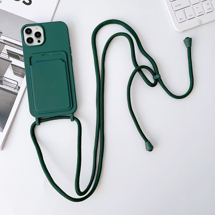 For iPhone 15 Pro Max Crossbody Lanyard Elastic Silicone Card Holder Phone Case(Dark Green) - HoMEdemic™ 