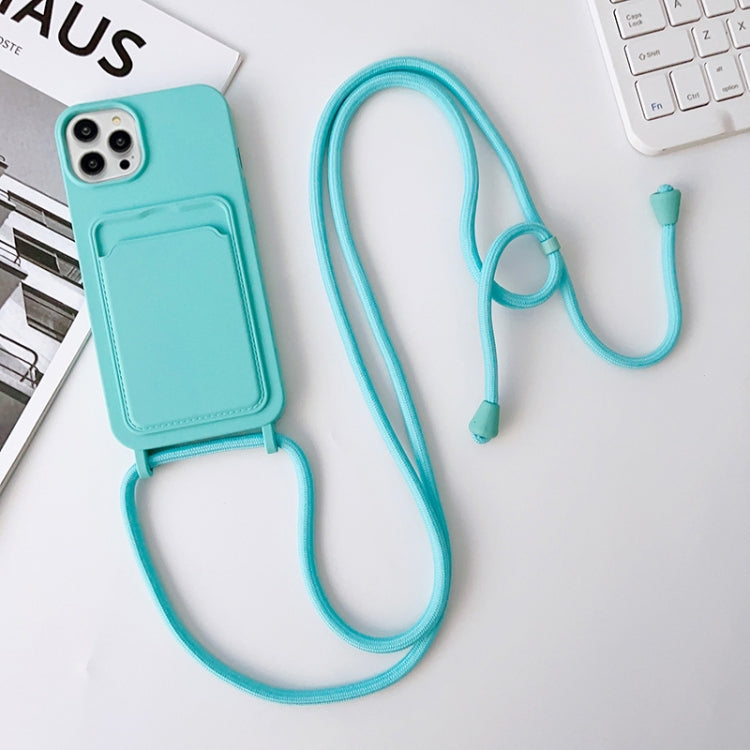 For iPhone 15 Pro Max Crossbody Lanyard Elastic Silicone Card Holder Phone Case(Sky Blue) - HoMEdemic™ 