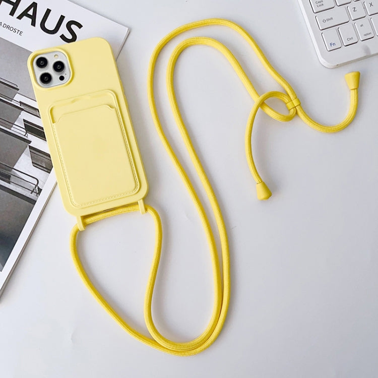 For iPhone 15 Pro Crossbody Lanyard Elastic Silicone Card Holder Phone Case(Light Yellow) - HoMEdemic™ 