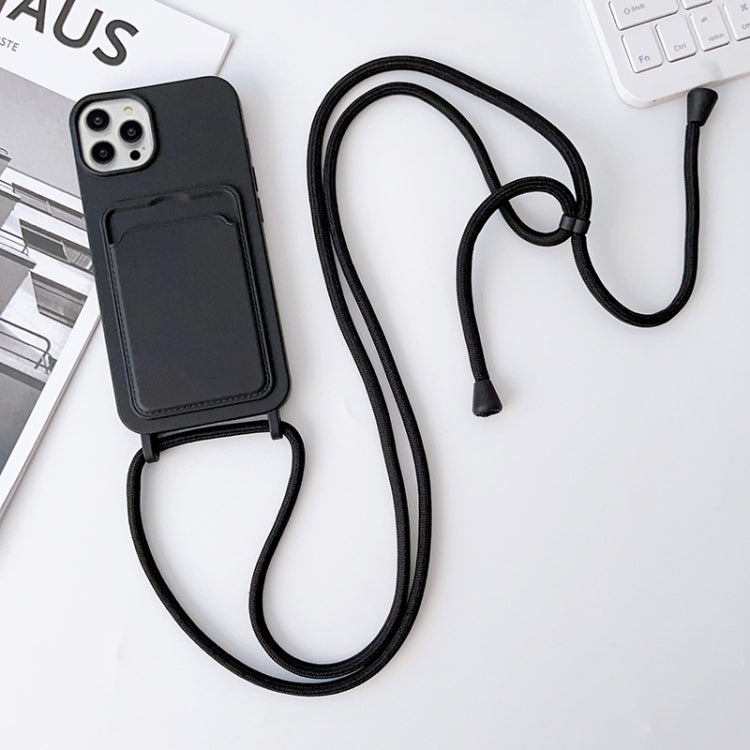 For iPhone 15 Pro Crossbody Lanyard Elastic Silicone Card Holder Phone Case(Black) - HoMEdemic™ 