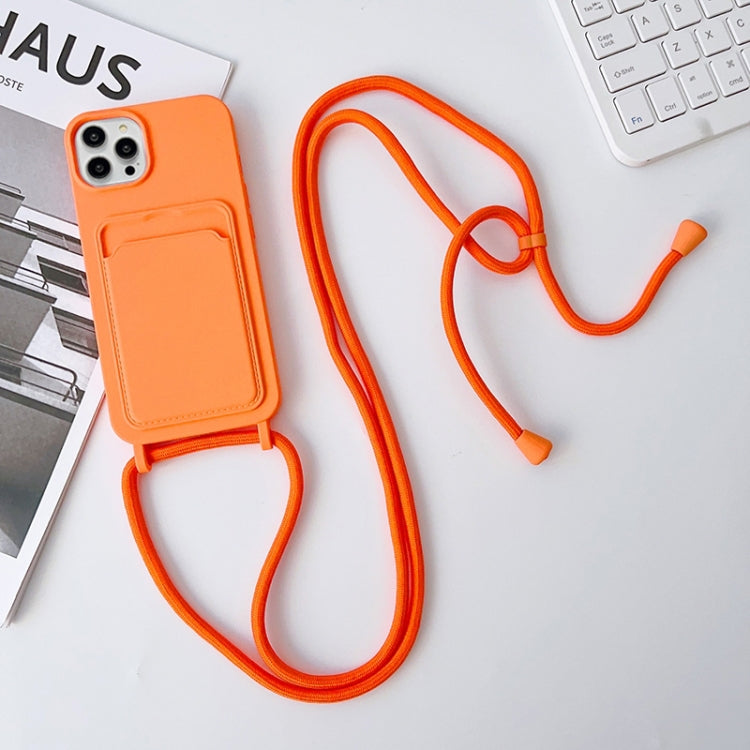 For iPhone 15 Pro Crossbody Lanyard Elastic Silicone Card Holder Phone Case(Orange) - HoMEdemic™ 