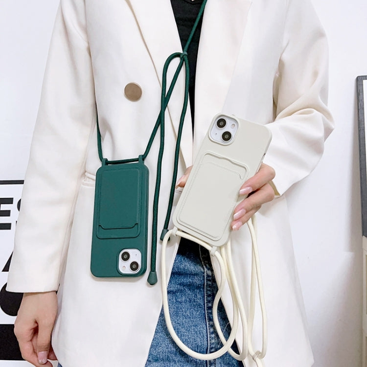 For iPhone 15 Pro Max Crossbody Lanyard Elastic Silicone Card Holder Phone Case(White) - HoMEdemic™ 