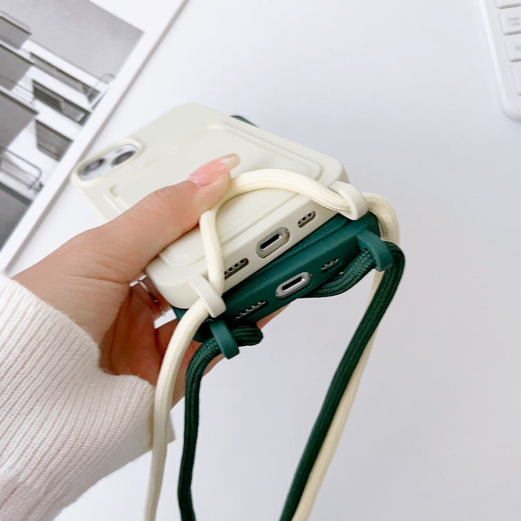 For iPhone 15 Pro Crossbody Lanyard Elastic Silicone Card Holder Phone Case(Light Yellow) - HoMEdemic™ 