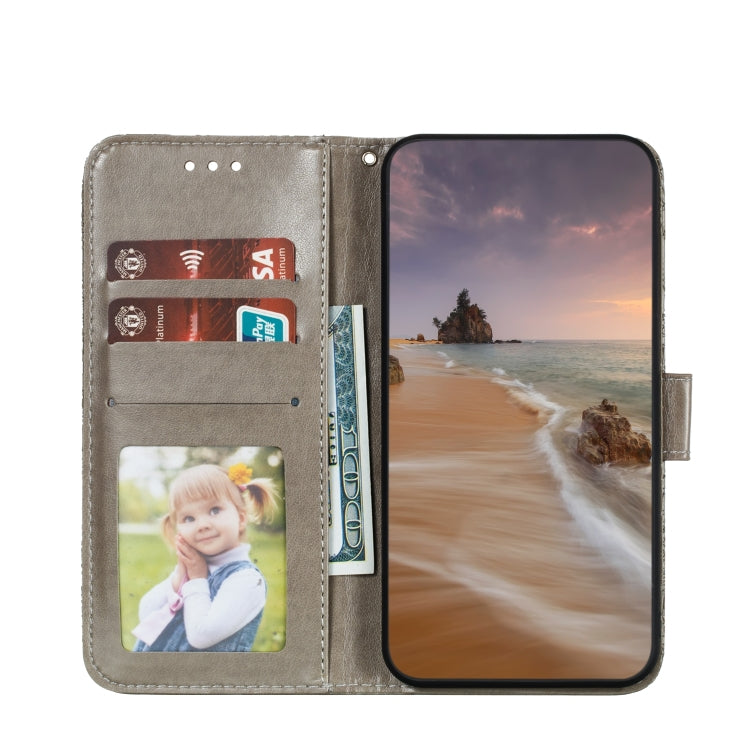 For iPhone 15 Pro Max Lace Flower Embossing Flip Leather Phone Case(Grey) - HoMEdemic™ 