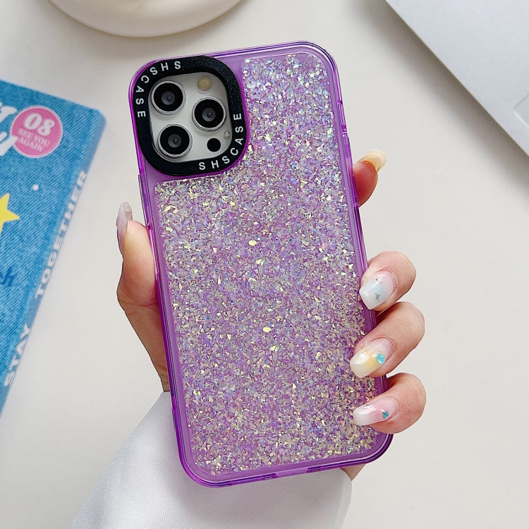 For iPhone 15 Pro Max Glitter Epoxy Shockproof Phone Case(Purple) - HoMEdemic™ 