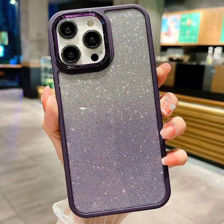 For iPhone 15 Pro Max Gradient Glitter Electroplating Acrylic Phone Case(Deep Purple) - HoMEdemic™ 