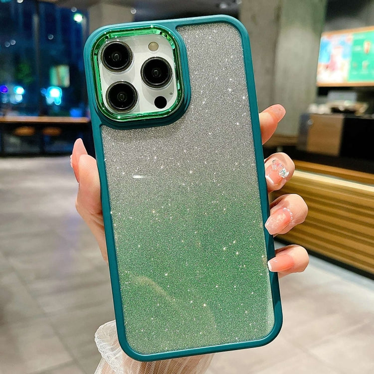 For iPhone 15 Pro Max Gradient Glitter Electroplating Acrylic Phone Case(Green) - HoMEdemic™ 